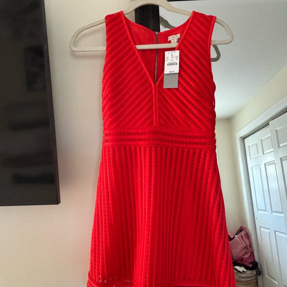 NWT J. Crew Vibrant Red Textured Dress